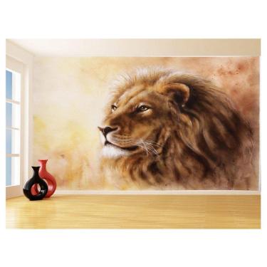 Imagem de Papel De Parede 3D Animais Leão Rosto Rei Olhar 3,5M Anm441