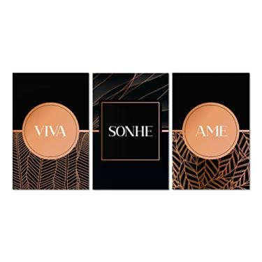 Imagem de Kit 3 Placas Decorativas Frases Viva Ame Sonhe 20x30 cm Mdf