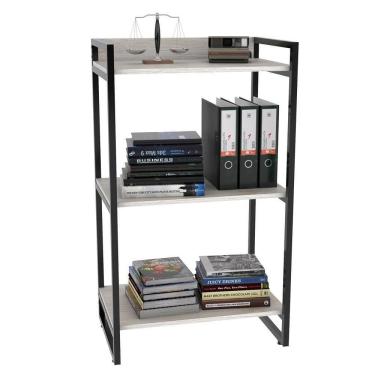 Imagem de Estante Livreiro Multiuso Prisma Estilo Industrial 60cm 3 Prateleiras C08 Snow - Mpozenato
