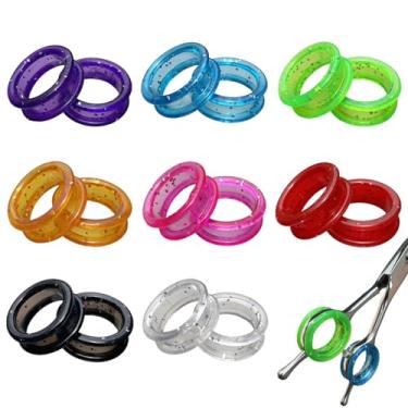 Imagem de LSDWL 16 peças de inserções de aperto de cisalhamento, tesouras de silicone macio, anéis de dedo para cuidados com cães, acessórios para cortar e aparar pelos de animais de estimação confortáveis, 8