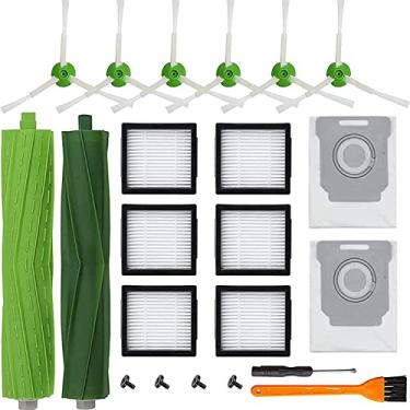 Imagem de DLD Peças de reposição para robô iRobot Roomba j7(7150) j7+ (7550) i3(3150) i3+(3550) i4 i6 i6+(6550) i7(7150) i7+(7550) i8 i8+, 2 conjuntos de escovas de rolo, 6 filtros, 6 escovas laterais, 2 sacos de pó