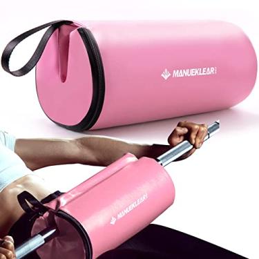 Imagem de Almofada de elevação pélvica para barra de 9 cm de couro grosso Almofada de barra olímpica para supino e levantamento de peso (Rosa)