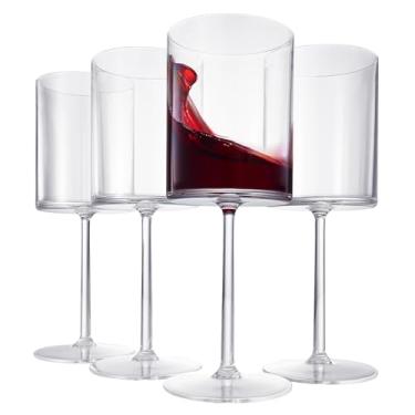 Imagem de Taças de vinho de acrílico Tritan com haste inquebrável, estilo europeu | Conjunto de 4 | 100% utensílios para bebidas dos EUA, 510 g, lavável na lava-louças, cor transparente, plástico livre de BPA,