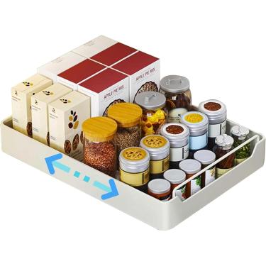 Imagem de Gaveta telescópica para cozinha, gaveta deslizante com alça, gavetas, organizador de armário de cozinha, branco, 30cm