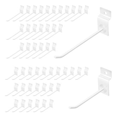 Imagem de Yuahar Ganchos de Slatwall 50 peças Acessórios de Slatwall de 4/6 Polegadas Ganchos de Parede Resistentes Ganchos de Exibição de Painel Ganchos de Exibição de Grades para Garagem Loja de Varejo