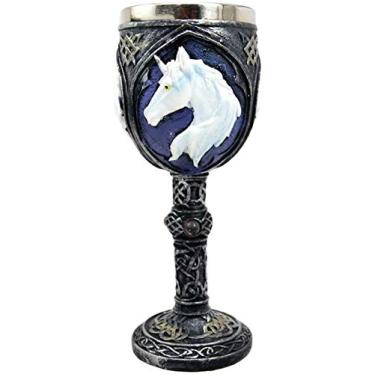 Imagem de Bellaa 22548 unicórnio colcha vinho cálice ossuário resina corpo aço inoxidável 20 cm Bellaa