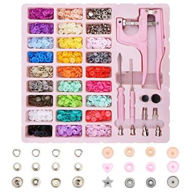 Imagem de Swiftrans 300 conjuntos de botões de pressão e alicate de pressão, prendedores de pressão de plástico T5, kit de fixadores coloridos para iniciantes, botões de resina sem costura para