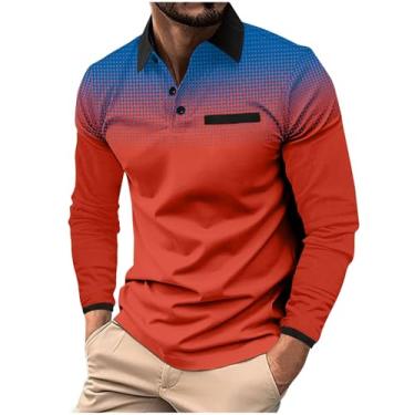 Imagem de Pulôver masculino de manga comprida gradiente atlético, moderno, confortável, casual, blusa clássica de outono para trilhas, camiseta diária, Y2 - vermelho, G