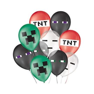 Imagem de Balões São Roque 9 Polegadas Tema Pixel Sortido 25 unidades