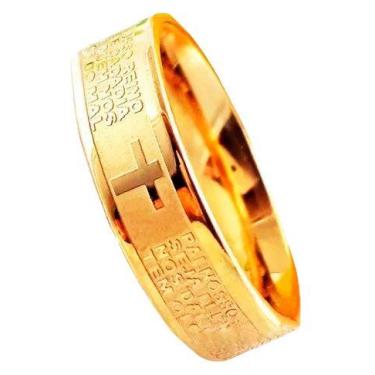 Imagem de Anel Pai Nosso Dourado Aço Inox - Outros, 18