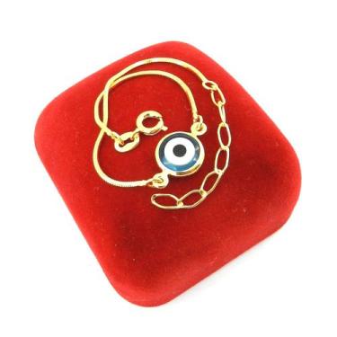 Imagem de Pulseira Feminina 16/20cm Olho Grego Banhada Ouro 18K PL492 - WNBIJOUT