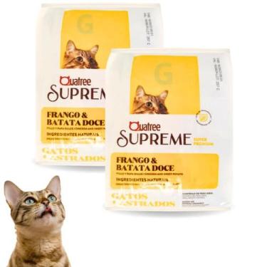 Imagem de KIt 2 Ração Quatree Supreme Para Gatos Castrados Frango e Batata Doce 