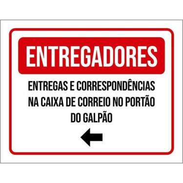 Imagem de Placa Entregadores Galpão Seta Esquerda 36X46 - Sinalizo