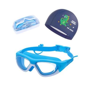 Imagem de Kit Óculos e Touca de Natação Infantil Hero Band Coleção Tibumm, Azul 