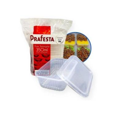 Imagem de Pote Retangular 350ml com Tampa Freezer e Micro-ondas Prafesta Pacote 
