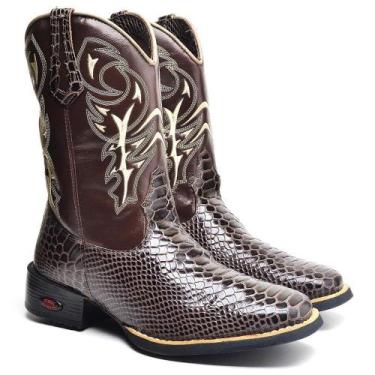 Imagem de Bota Texana Masculina Couro Jacaré Country Estilo Bordado - Fakcini, M
