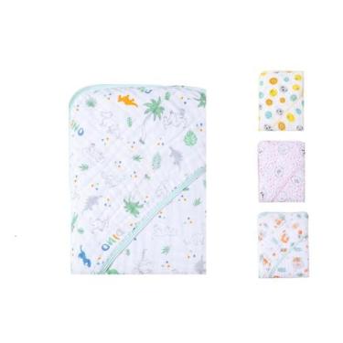 Imagem de Toalha Banho Bebe Soft 2 Camadas Tecido Fralda Capuz Estampada 80cmx80