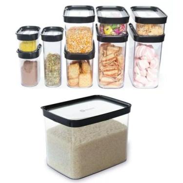 Imagem de Kit Pote Organizador Acrílico Hermético Para Cozinha 10 Peças - Helsim