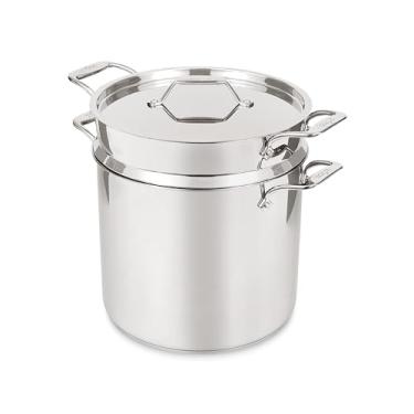 Imagem de All-Clad Panela de Aço Inoxidável Simply Strain, Multipot com Inserção e Tampa, 16 Litros, Seguro para Grelhar 1600F, Coador, Coador de Macarrão com Alça, Panela a Vapor, Prata