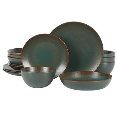 Imagem de Bloomhouse - Oprah's Favorite Things - Palermo Sun Conjunto de pratos e tigelas esmaltadas reativas de 16 peças Palermo Sun - Azul agave