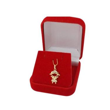 Imagem de Pingente Banhado a Ouro 18K De Menina Com Pedras Bijou Art
