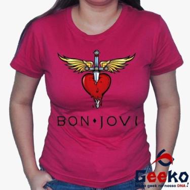 Imagem de Baby Look Bon Jovi 100% Algodão Diversas Cores - Rock - Geeko, Pink, L