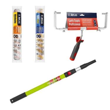 Imagem de Kit Pintura Pro Duplo 46cm Suporte Garfo + Rolo Lã Antigota Rendeplus 