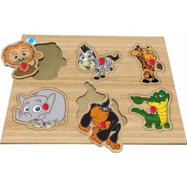 Imagem de Quebra-Cabeça Infantil com Pinos - Animais Selvagens - Simque