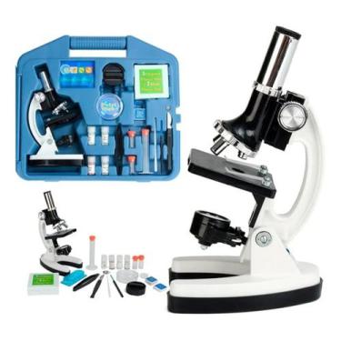 Imagem de Kit Microscópio Infantil Com Maleta 28 Peças 300x600x1200x azul - Equi