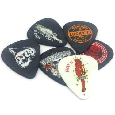 Imagem de Kit 6 Palheta Dunlop Lucky 13 tam 0.73 L13BP caveira