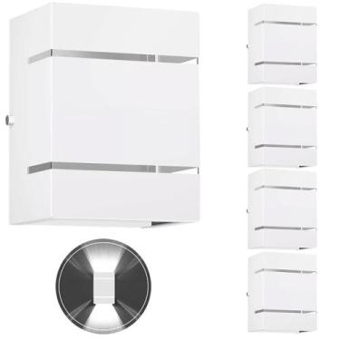 Imagem de 5 Arandelas Externa 2 Frisos Foco Fachos Parede Muro Branco - MARRYLUZ