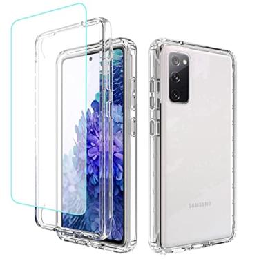 Imagem de Gufuwo Capa para Galaxy S20 FE, SM-G781U com protetor de tela de vidro temperado, proteção total transparente 360 + capa rígida de TPU macio à prova de choque para Samsung Galaxy S20 FE 5G