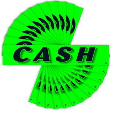 Imagem de Versa-Tags Adesivo de revendedor de carro com slogan de para-brisa adesivo preto e verde-limão, 36,5 cm, dinheiro