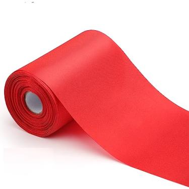 Imagem de Tayuvira Fita de Natal, fita vermelha de 10 cm, 22 metros, fita de cetim larga para embrulho de presente, kit de cerimônia de corte de árvore de Natal, grande abertura, cadeira, faixa, mesa, cabelo