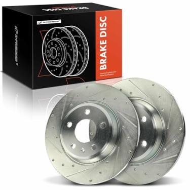 Imagem de A-Premium Rotores de freio a disco traseiro perfurados e ranhurados de 11,80 polegadas (299,9 mm) compatíveis com modelos selecionados Audi - A4/A4 Allroad/A4 Quattro, Q5, A5/A5 Quattro/A5 Sportback,