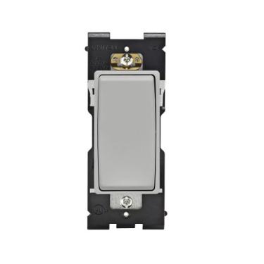 Imagem de Leviton Interruptor Renu para aplicações de polo único, 15A-120/277VAC, RE151-PG, cinza seixo