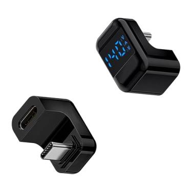 Imagem de Duttek Ddapter USB C de 180 graus com tela digital de 40 Gbps, adaptador de ângulo USB C de 180 graus 140 W PD, adaptador USB C fêmea para macho suporta exibição de áudio de vídeo 8K para Steam Deck,