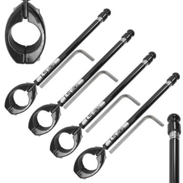 Imagem de Kit 4 Antena Corta Cerol Pipa Linha Anti Fio Guidão Inox 6 Estágios Esportiva Proteção Moto Preta