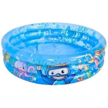 Imagem de Piscina Infantil Reforçada Inflável 88,5L Redonda Fundo Mar
