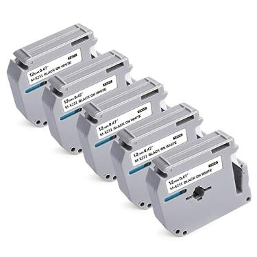 Imagem de BEYONDTEK Fita 5PK M-K231s compatível com Brother Label M Tape 12 mm 0,47 branca, P-Touch M Tape Mk-231 Mk-231S Preto sobre branco 12 mm 0,47 para Brother P Touch PT-M95 PT-90 PT-70 PT-65 PT-85 Etiquetadora