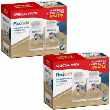 Imagem de Flexigold Pack promocional 4 frasco Colageno Tipo II(2) Total 120 caps