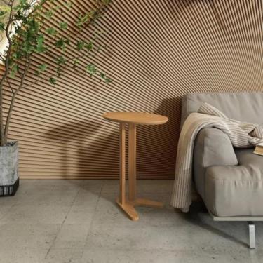 Imagem de Mesa de Canto Oval 60cm 100% MDF Freijó Dalla Costa