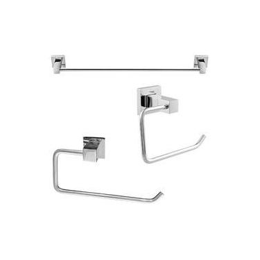 Imagem de Kit acessorios lavatorio banheiro 3 peças future porta toalha banho, r