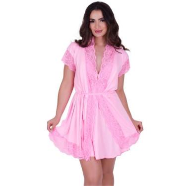 Imagem de Robe Feminino Noiva Sexy Renda Luxo Roupão de Banho Kimono Roupa de Do