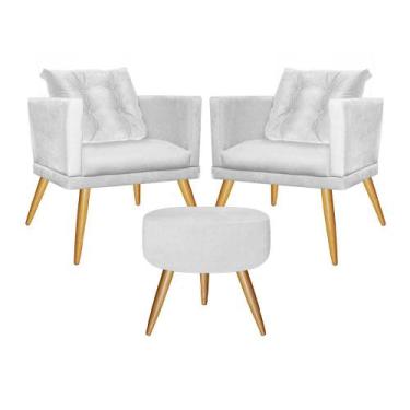 Imagem de Kit 02 Poltrona Com Almofada e Puff Milena Confort Sala Recepção Escri