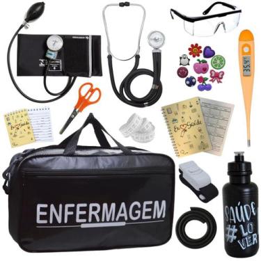 Imagem de Kit Bolsa Aparelho de Pressão Esfigmomanômetro Enfermagem Premium, PRE