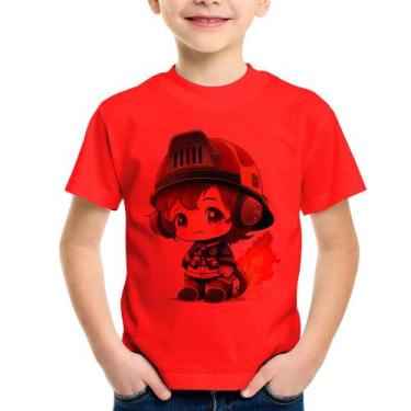 Imagem de Camiseta Infantil Bombeiro Mirim - Foca na Moda, Vermelho, 6