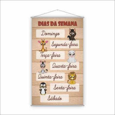 Imagem de Banner Pedagógico Escolar - Dias da Semana Cursivo 80x50cm - PlimShop