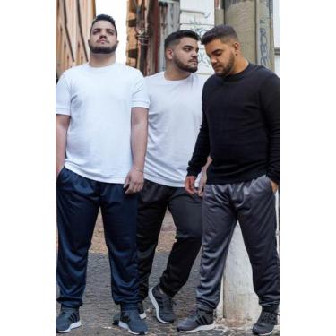 Imagem de KIT 3 Calças Jogger Plus Size Lisa Masculina Elástico na Barra 106 - K