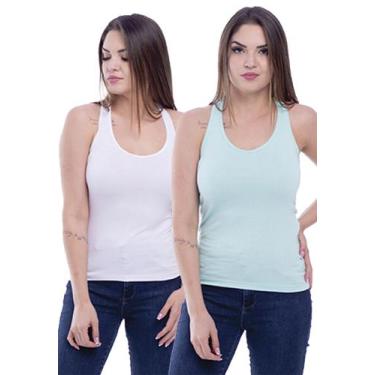 Imagem de Kit 2 Camiseta Regata Feminina TechMalhas lisa para treino combina com